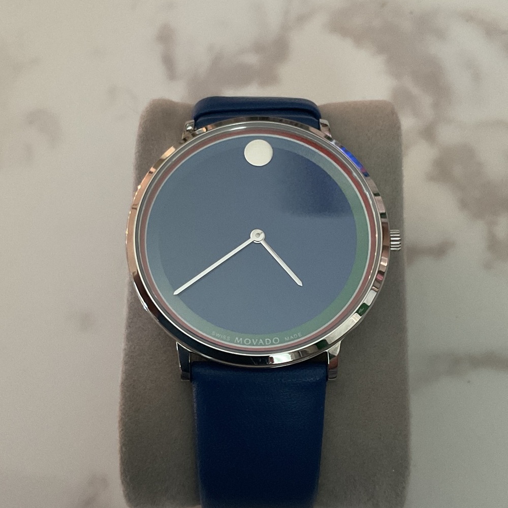 Movado Smartwatch with Blue Dial and Silver Trim